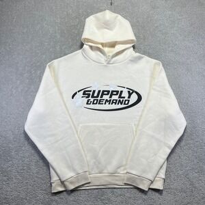 Supply & Demand Hoodie Mens Large Cream Stars Graphic Sweatshirt Pullover Skate